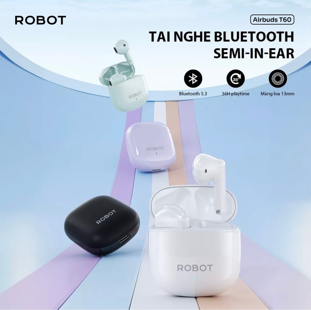TAI NGHE BLUETOOTH 5.3 ROBOT - AIRBUDS T60
