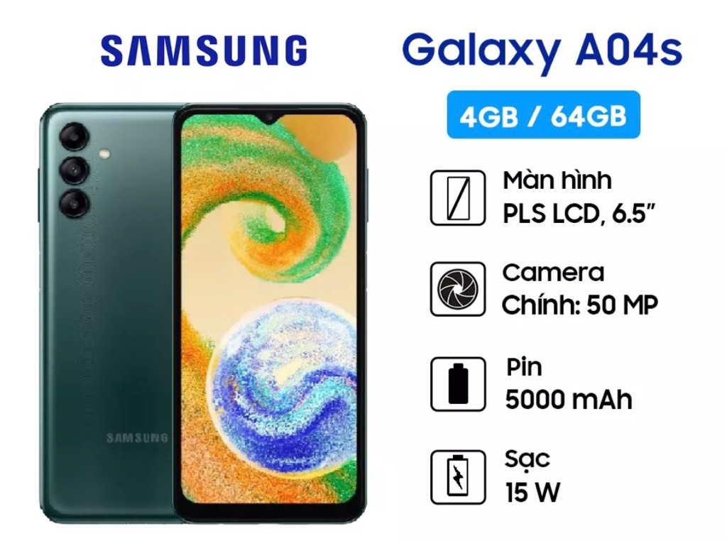 Samsung Galaxy A04 chính hãng, giá rẻ - hỗ trợ trả góp 0%